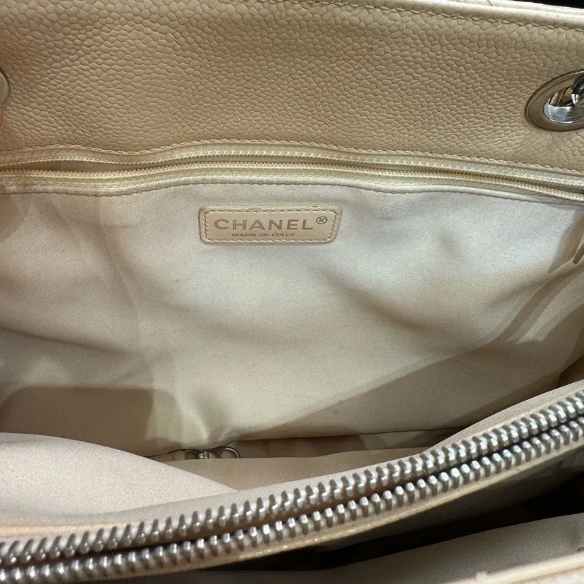 Chanel GST Beige Caviar Quilted Leather Tote Bag 36x24.5x15cm