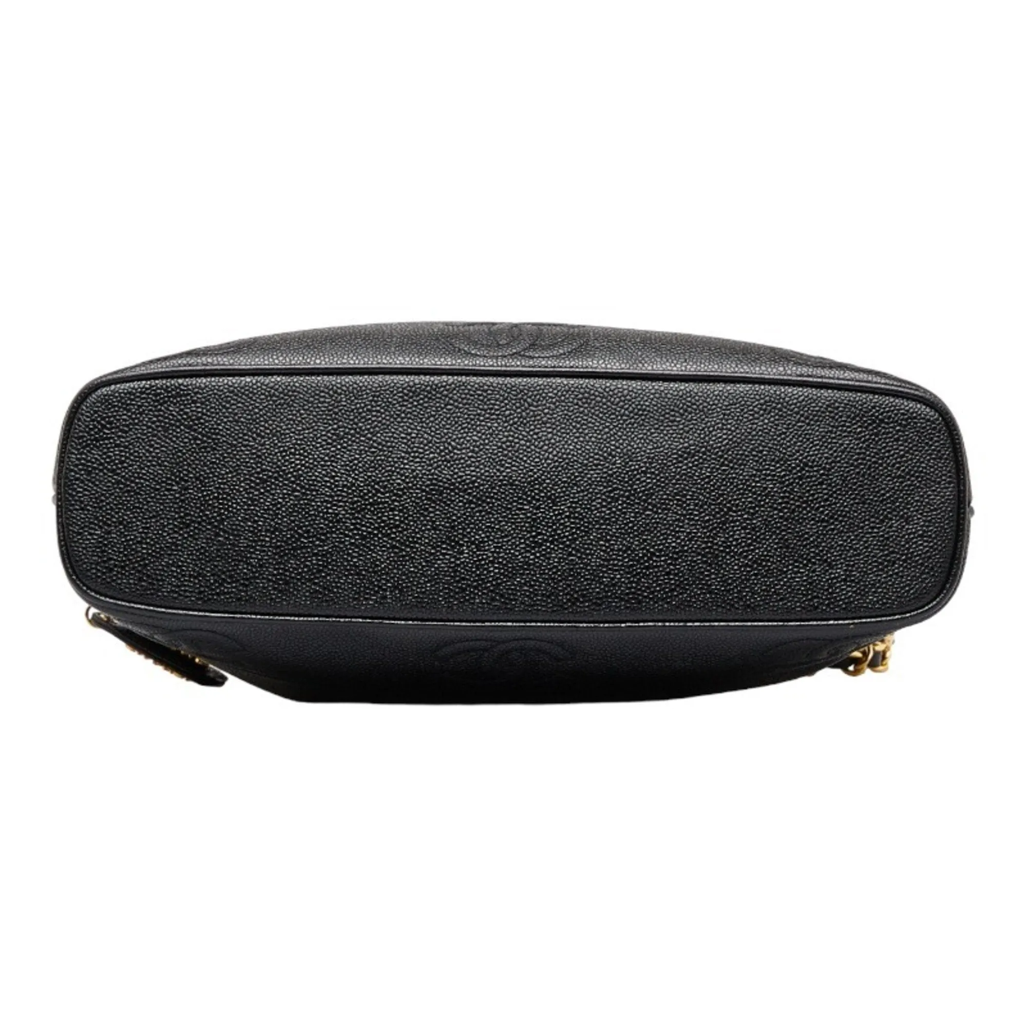 Chanel here mark chain Tote Bag shoulder black caviar skin ladies