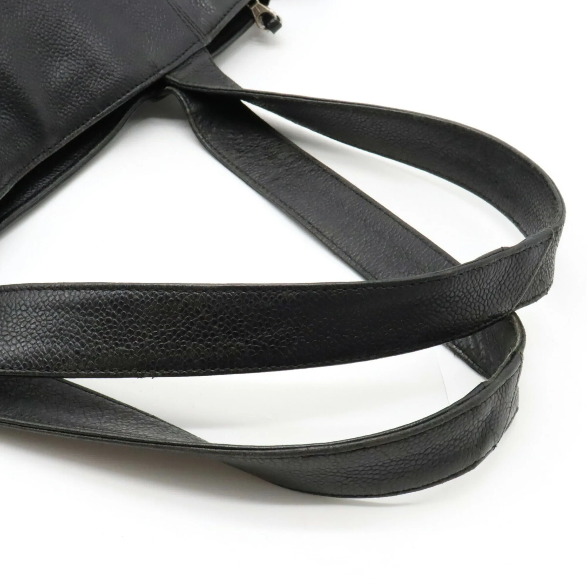 Chanel here mark Tote Bag shoulder caviar skin black