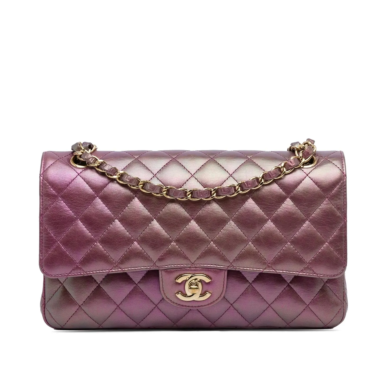 CHANEL IRIDESCENT MEDIUM QUILTED LAMBSKIN DOUBLE FLAP BAG