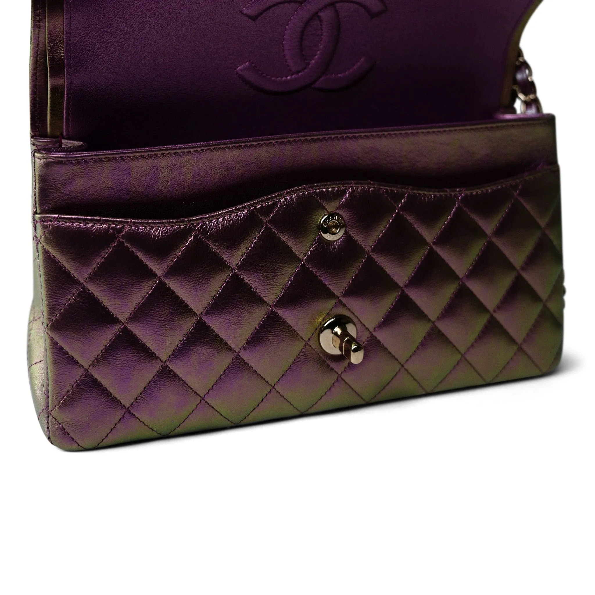 CHANEL IRIDESCENT MEDIUM QUILTED LAMBSKIN DOUBLE FLAP BAG