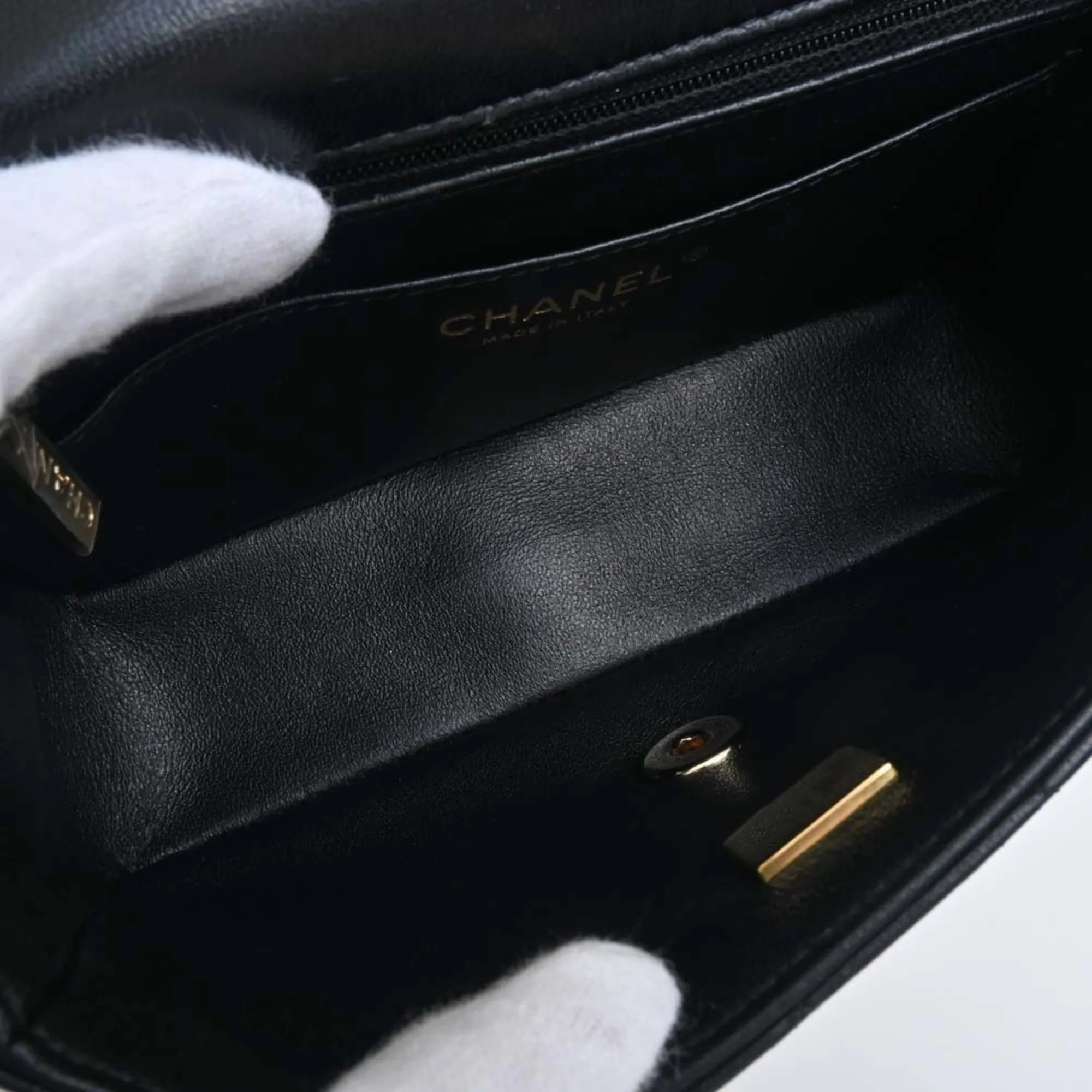 Chanel Lambskin Matelasse Coco Mark Chain Shoulder Bag A69900 Black Ladies