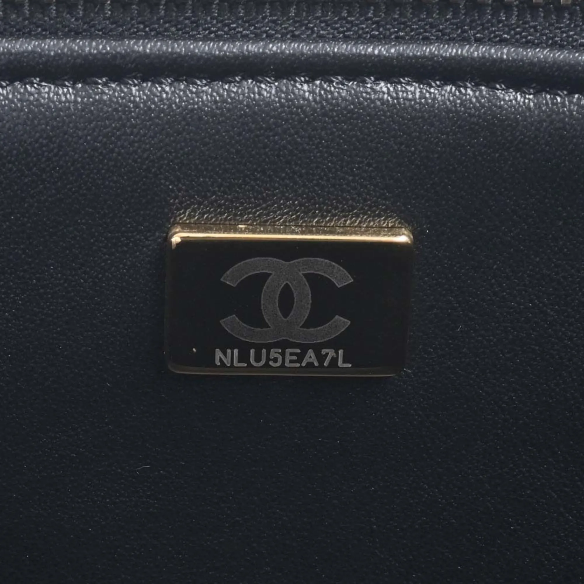 Chanel Lambskin Matelasse Coco Mark Vanity Bag Chain Shoulder Black Women's