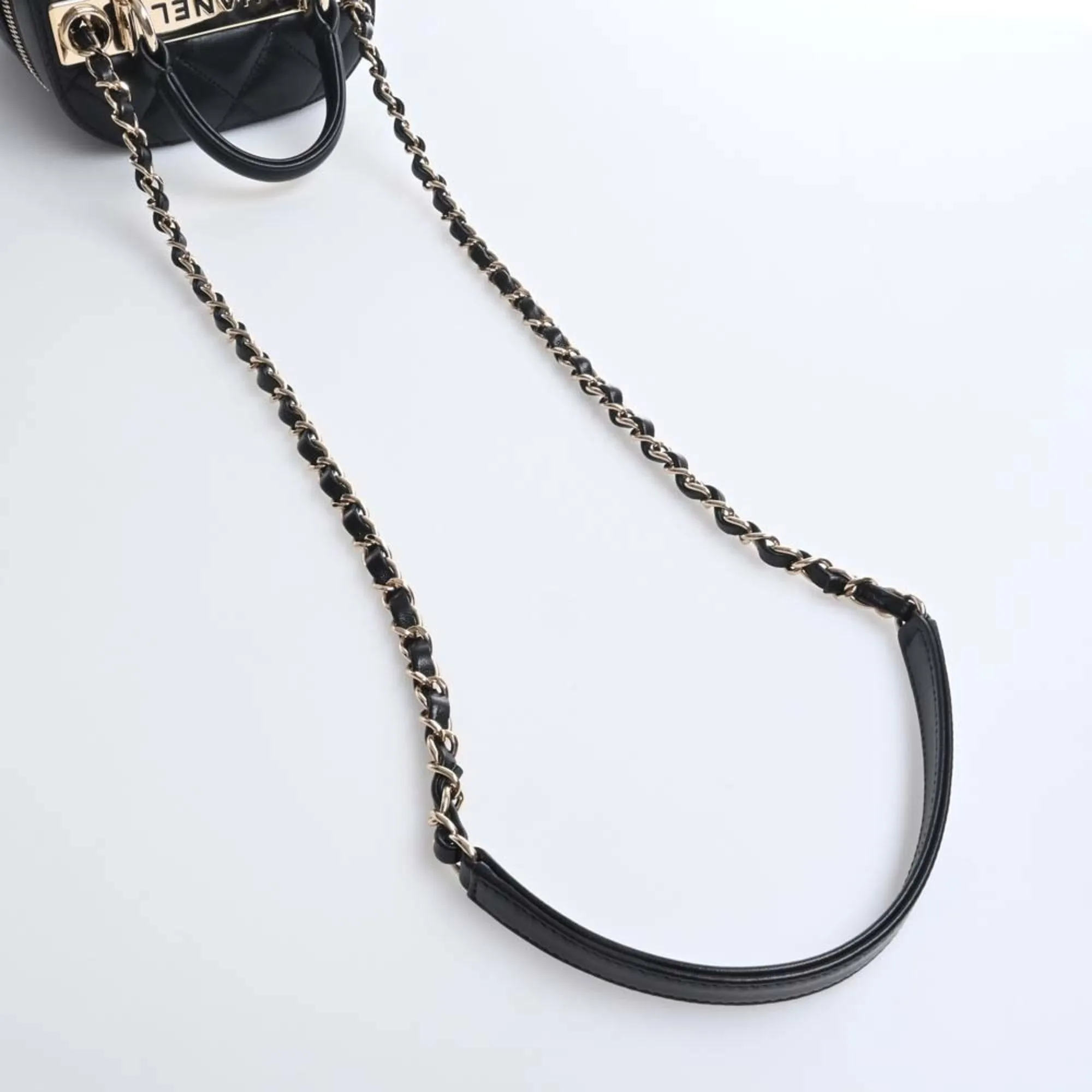 Chanel Lambskin Matelasse Coco Mark Vanity Bag Chain Shoulder Black Women's