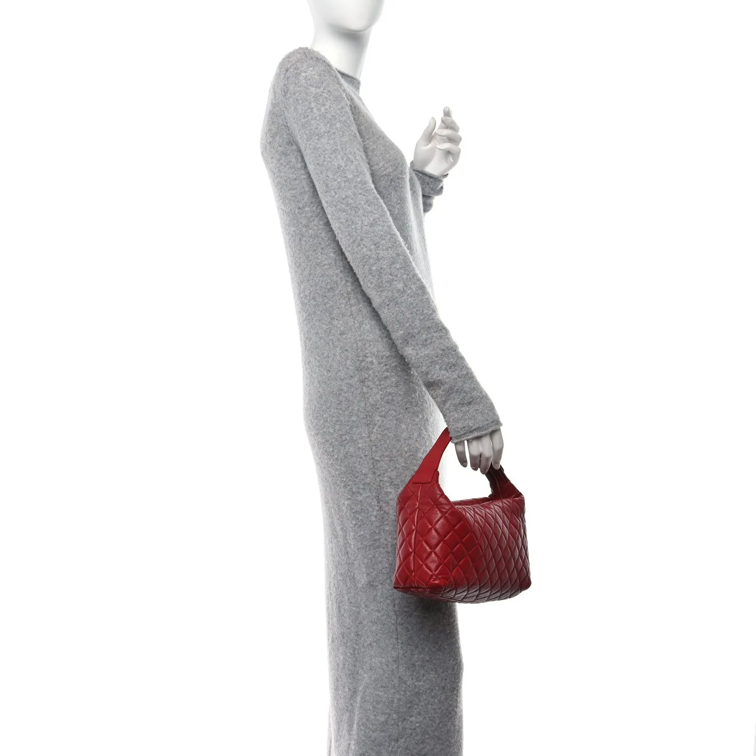 Chanel Lambskin Quilted Small Hobo Red