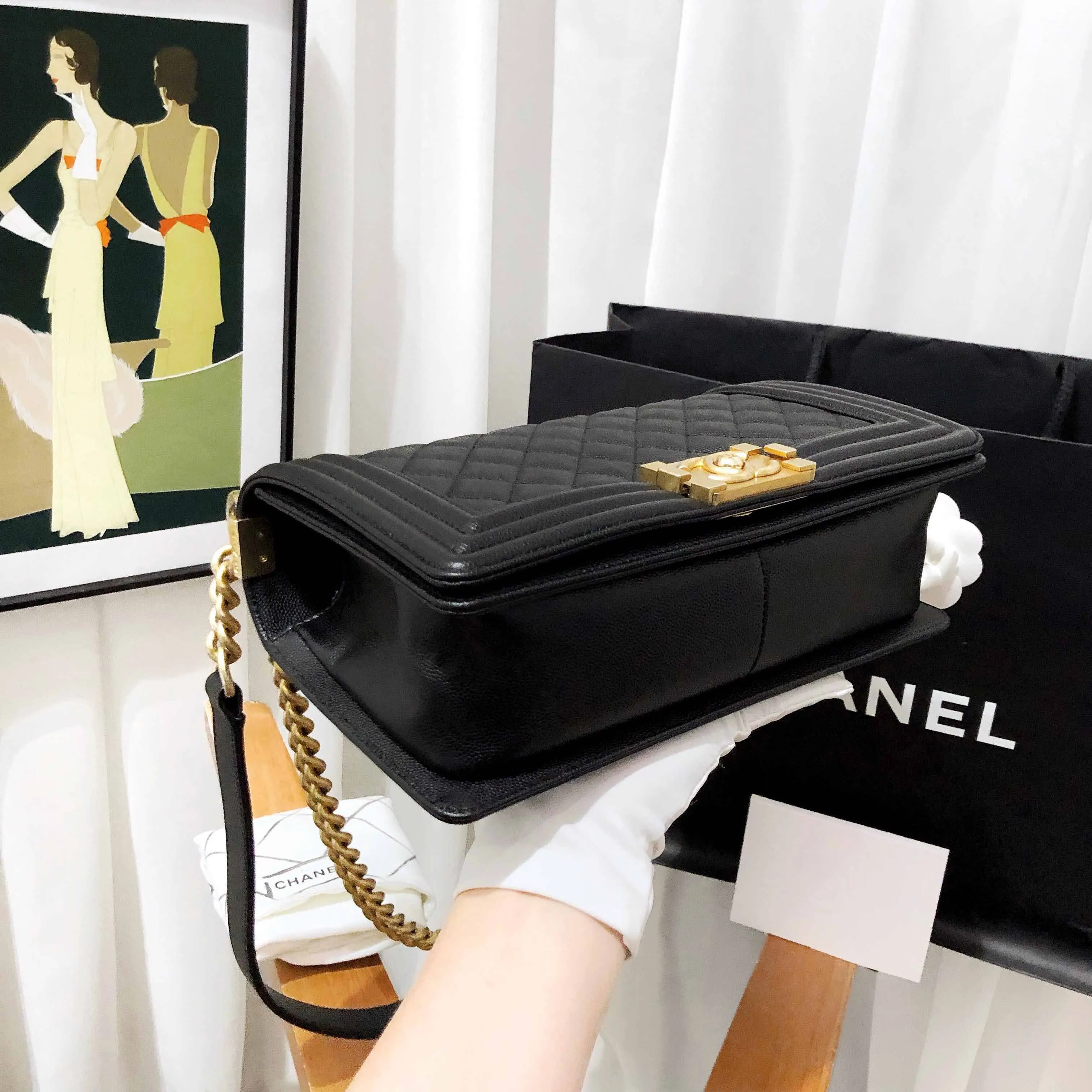 Chanel Leboy Black Quilted Leather Shoulder Bag