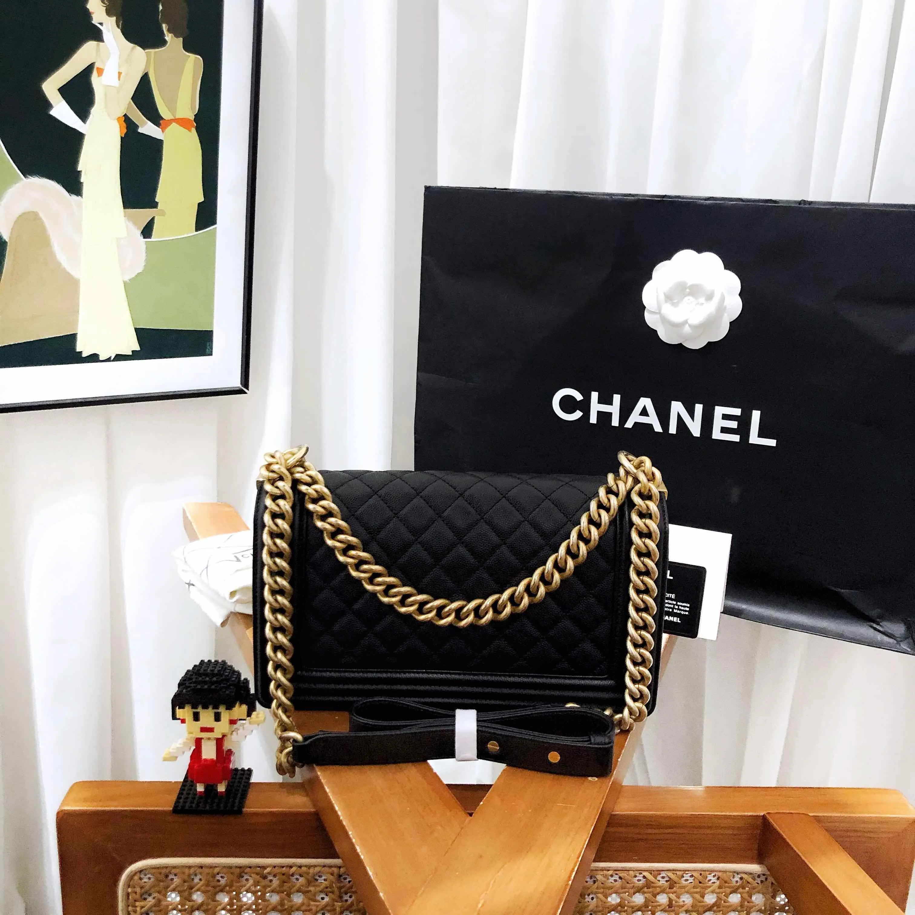 Chanel Leboy Black Quilted Leather Shoulder Bag
