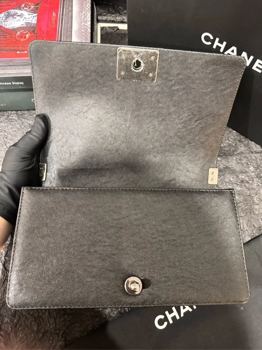 Chanel Leboy Top Handle Silver & Black Caviar Limited Edition Bag