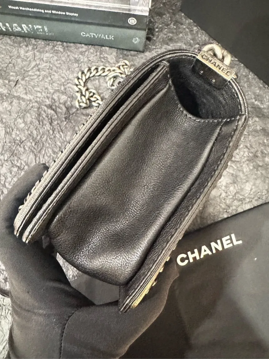 Chanel Leboy Top Handle Silver & Black Caviar Limited Edition Bag
