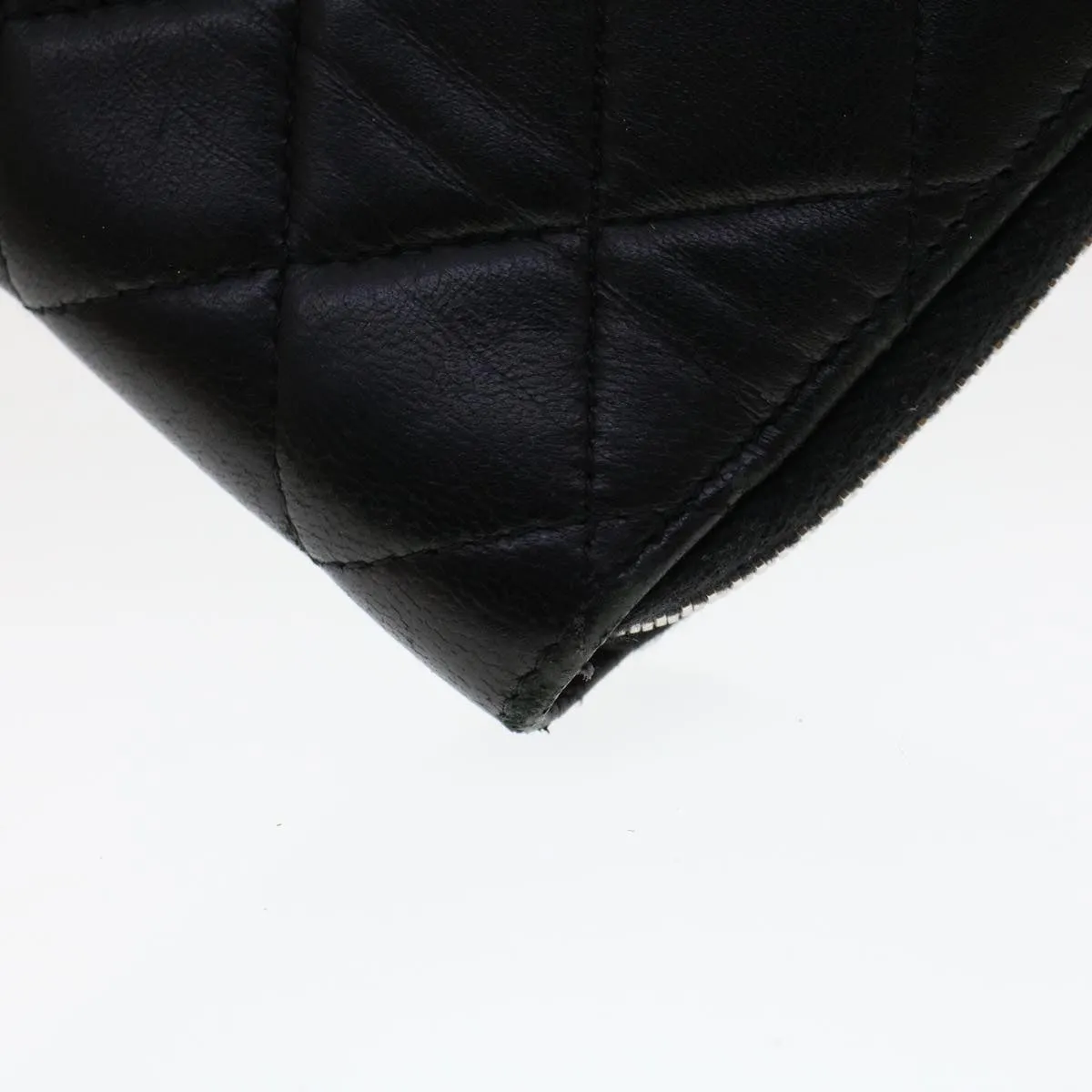 CHANEL Long Wallet Lamb Skin Black CC Auth am4587