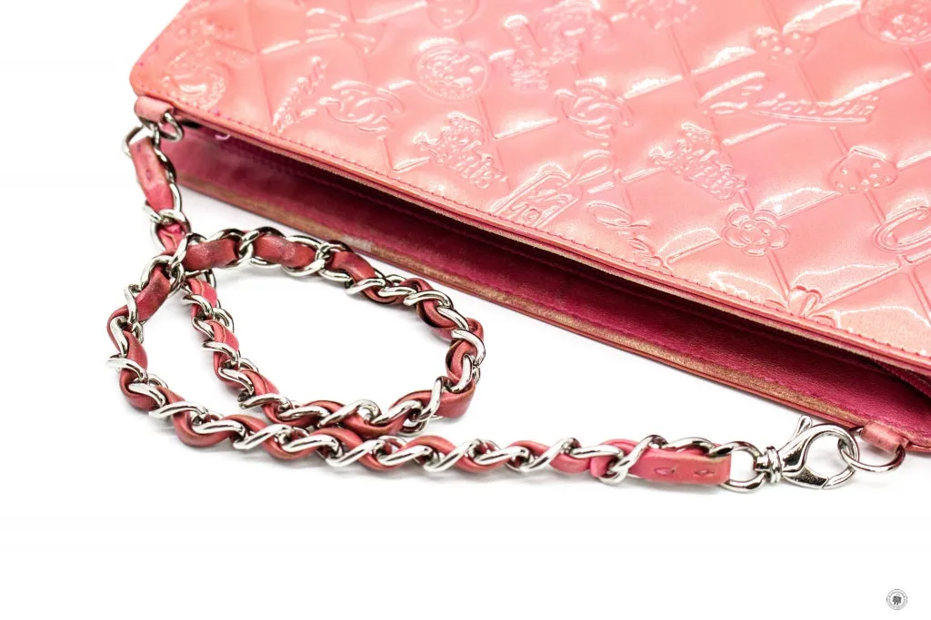Chanel Mademoiselle Monaco Biarritz Purse Pink Patent Shoulder Bags Shw