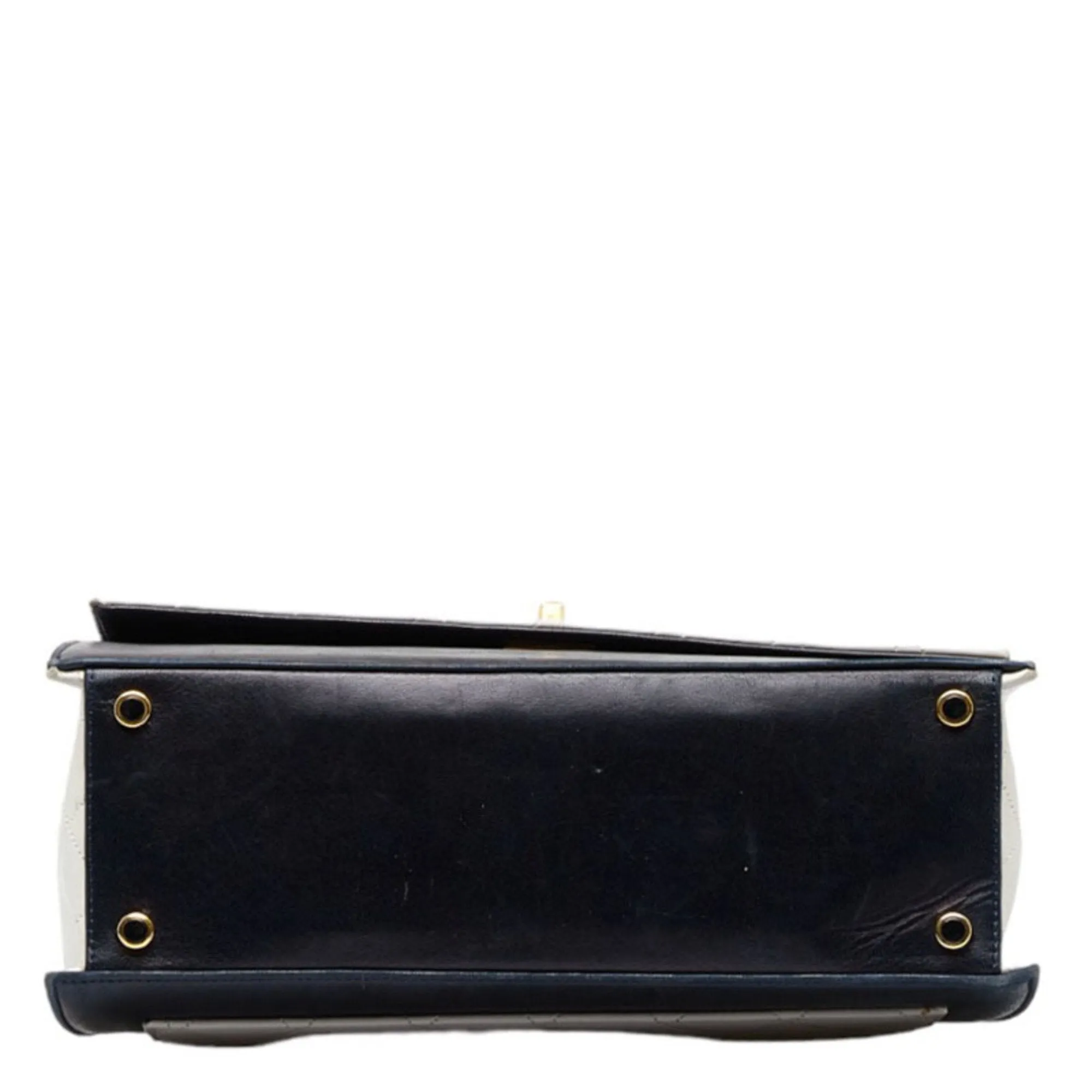 Chanel matelasse bicolor chain shoulder Bag navy white lambskin ladies