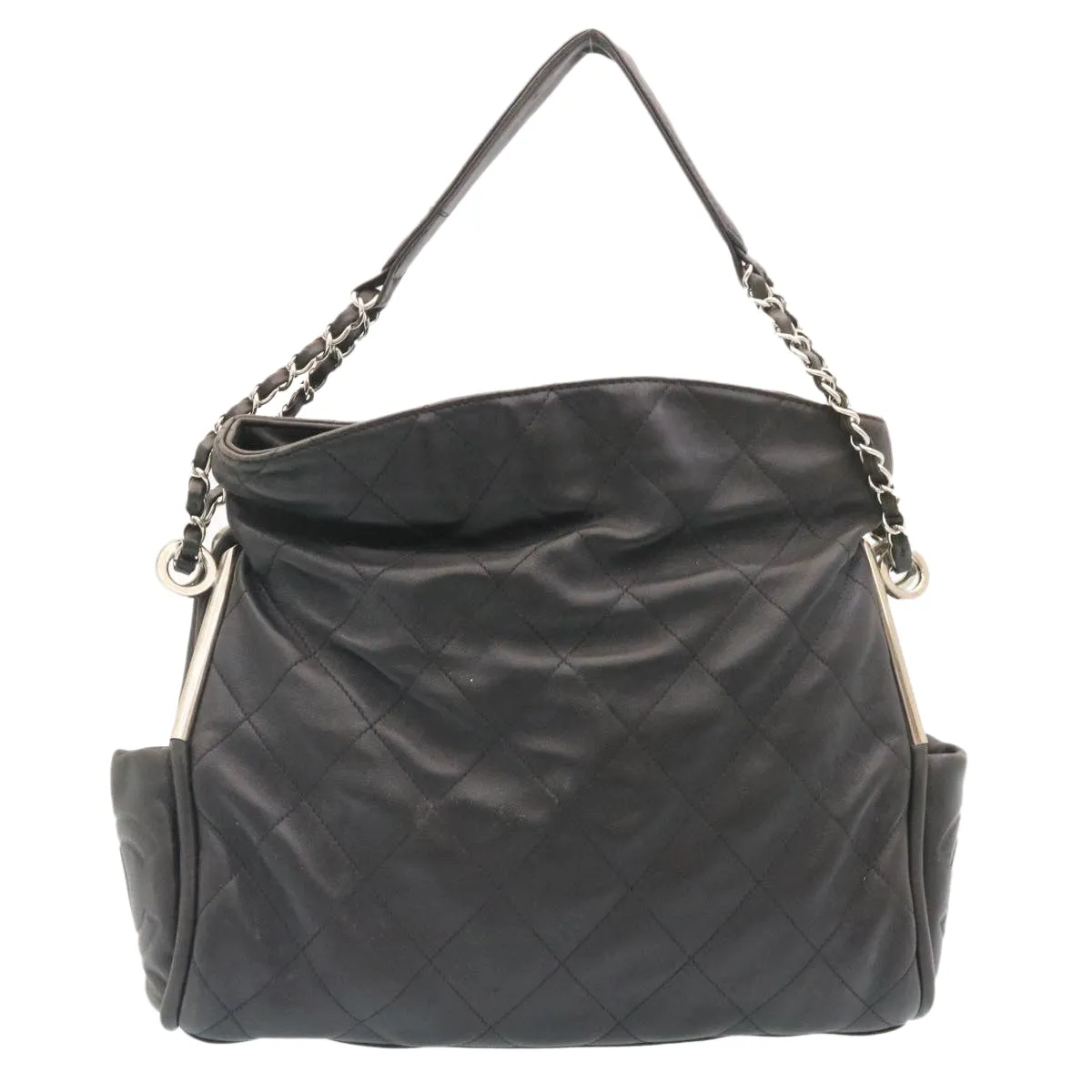 Chanel Matelasse Chain Shoulder Bag Leather Black CC  29121A