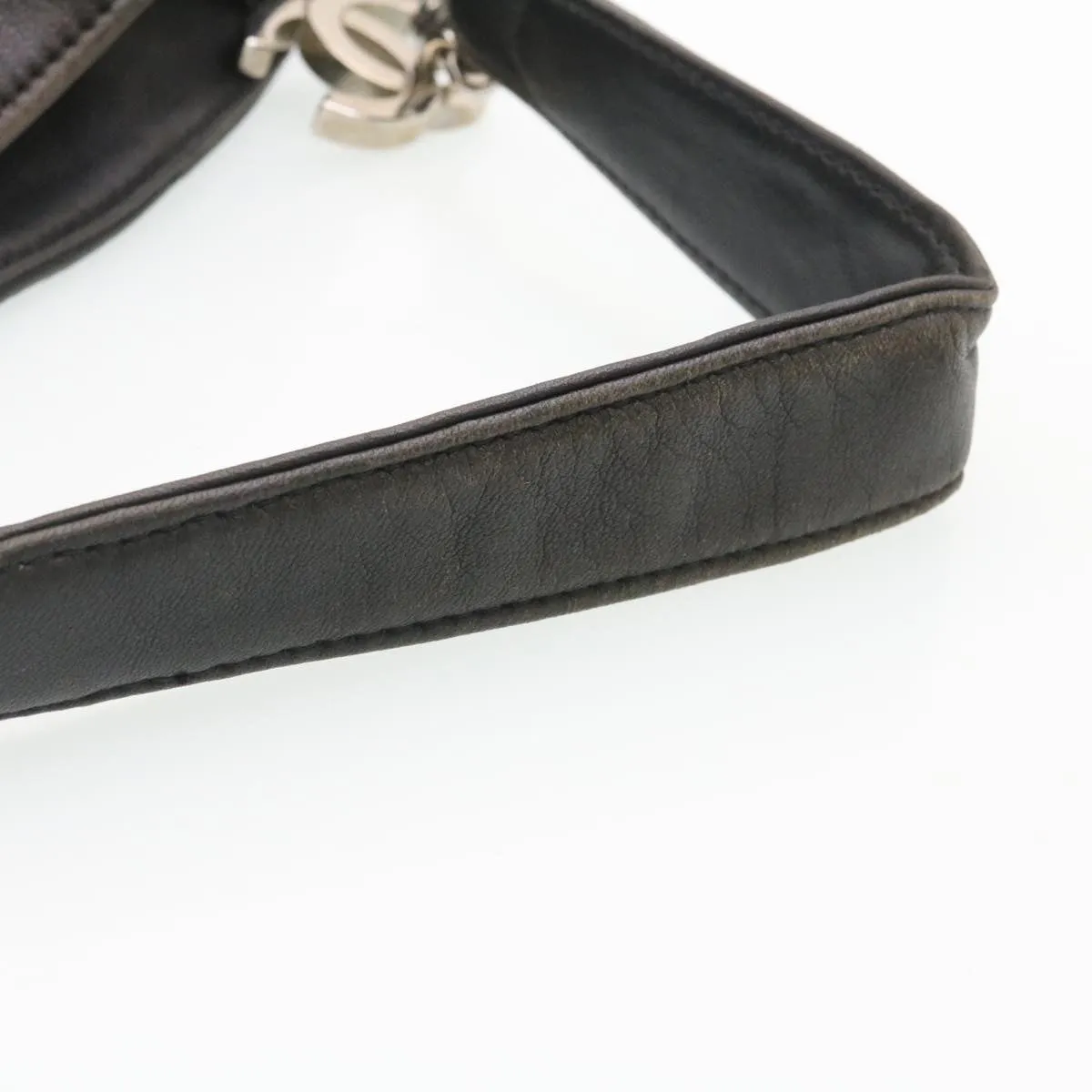 Chanel Matelasse Chain Shoulder Bag Leather Black CC  29121A