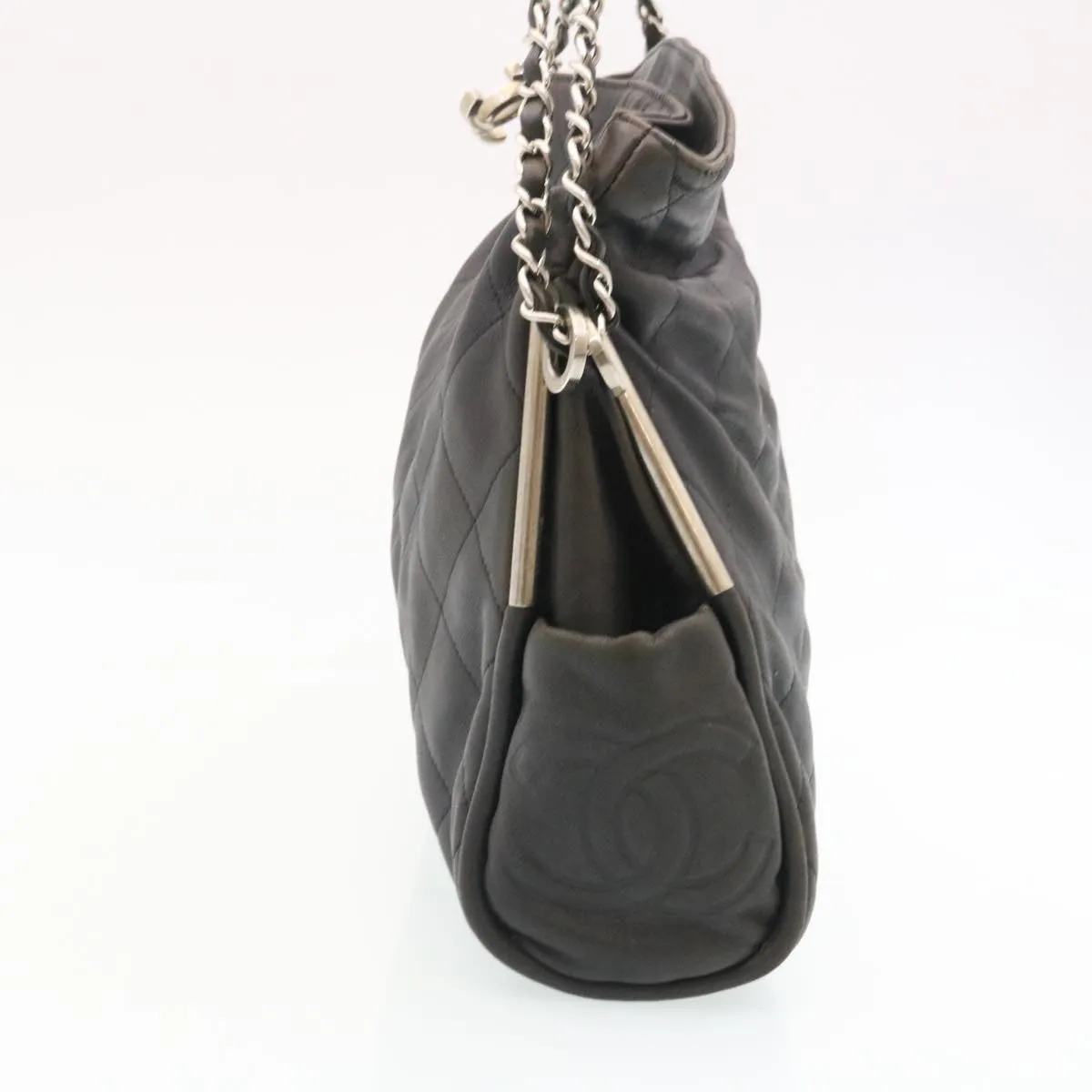 Chanel Matelasse Chain Shoulder Bag Leather Black CC  29121A