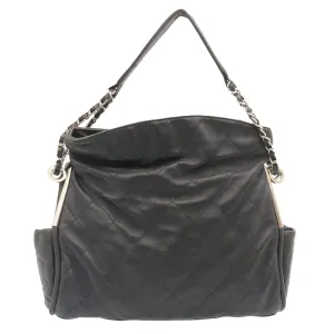 Chanel Matelasse Chain Shoulder Bag Leather Black CC  29121A