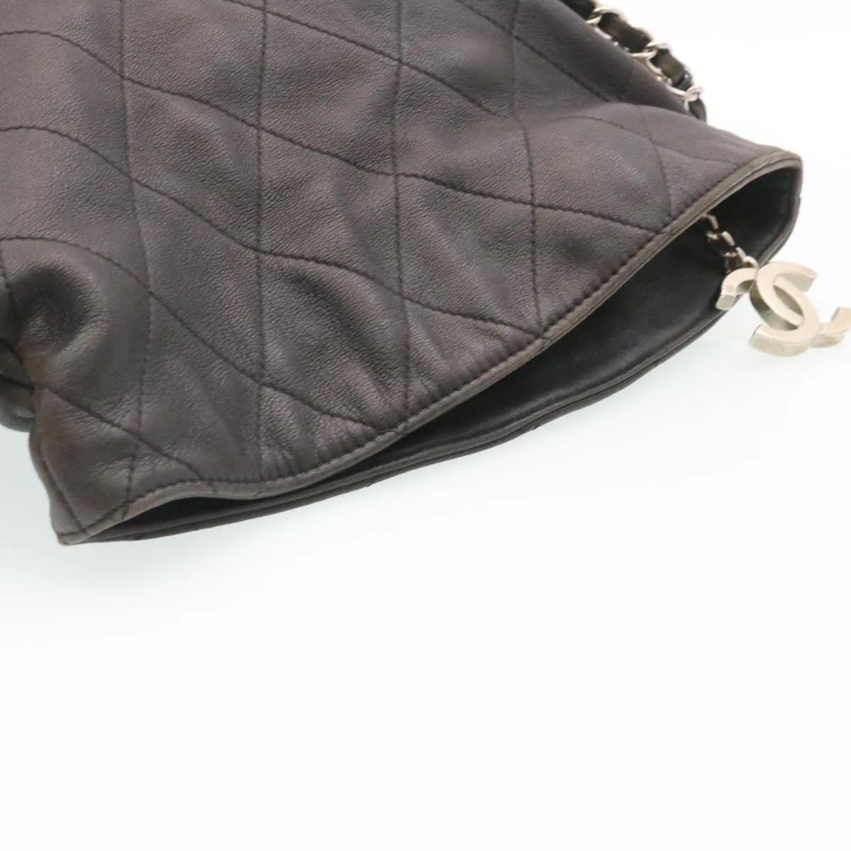 Chanel Matelasse Chain Shoulder Bag Leather Black CC  29121A