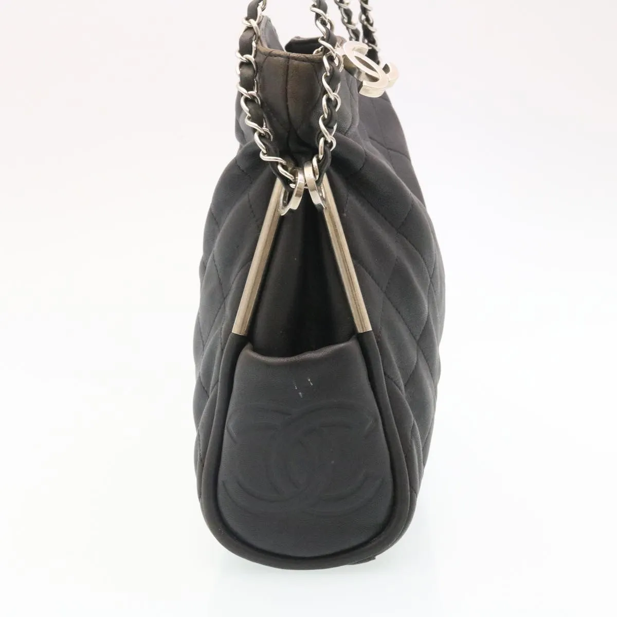 Chanel Matelasse Chain Shoulder Bag Leather Black CC  29121A