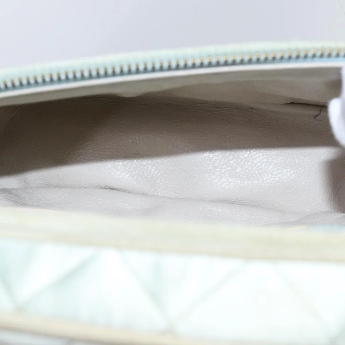 CHANEL Matelasse Chain Shoulder Bag Satin Light Blue CC Auth 70064A