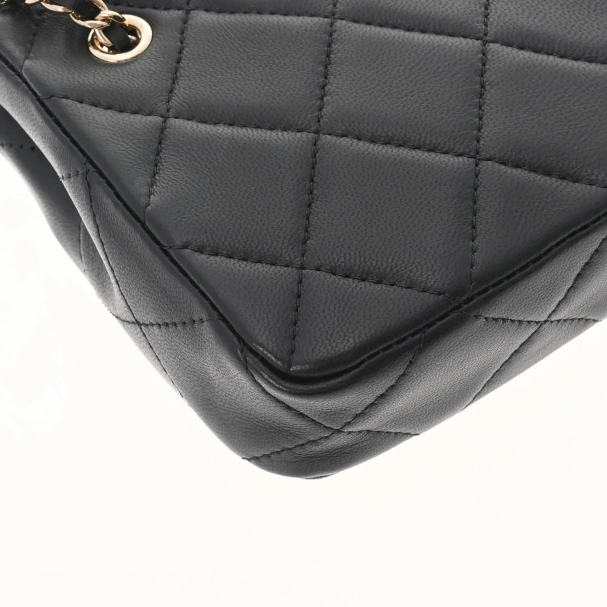 Chanel Matelasse Pochette Chain Shoulder Black Women's Lambskin Bag