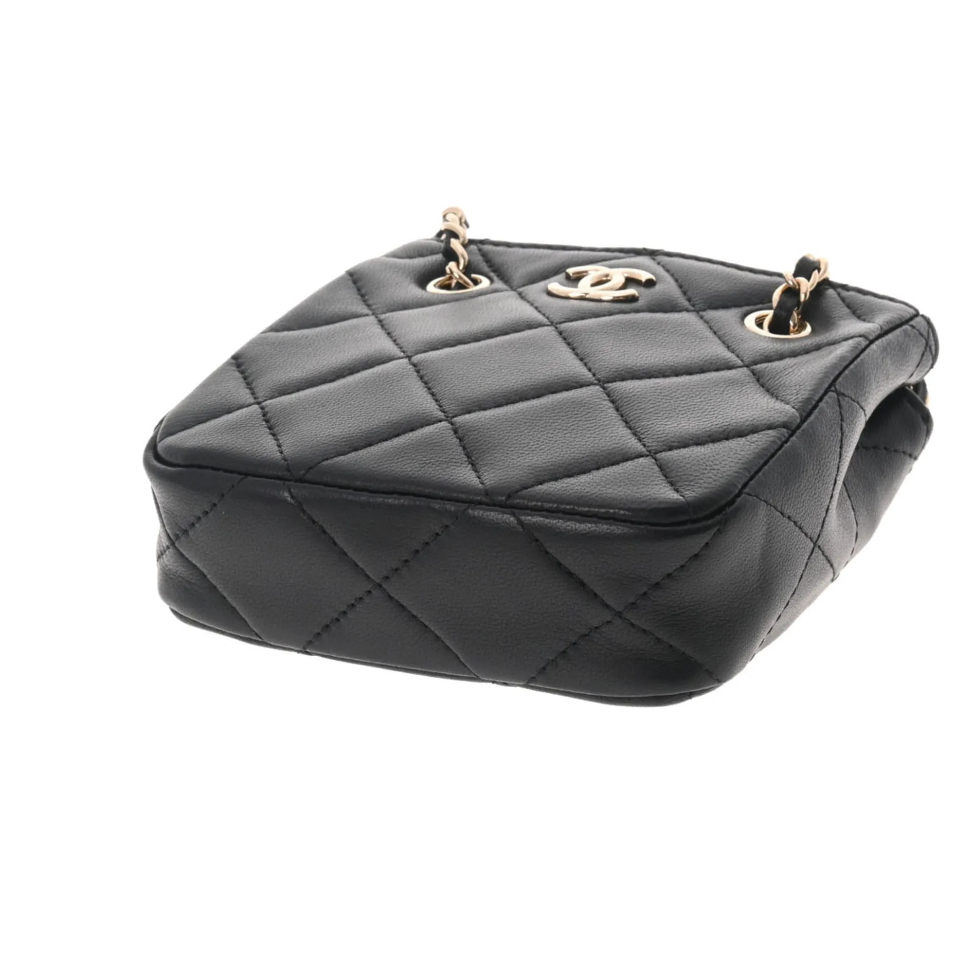 Chanel Matelasse Pochette Chain Shoulder Black Women's Lambskin Bag