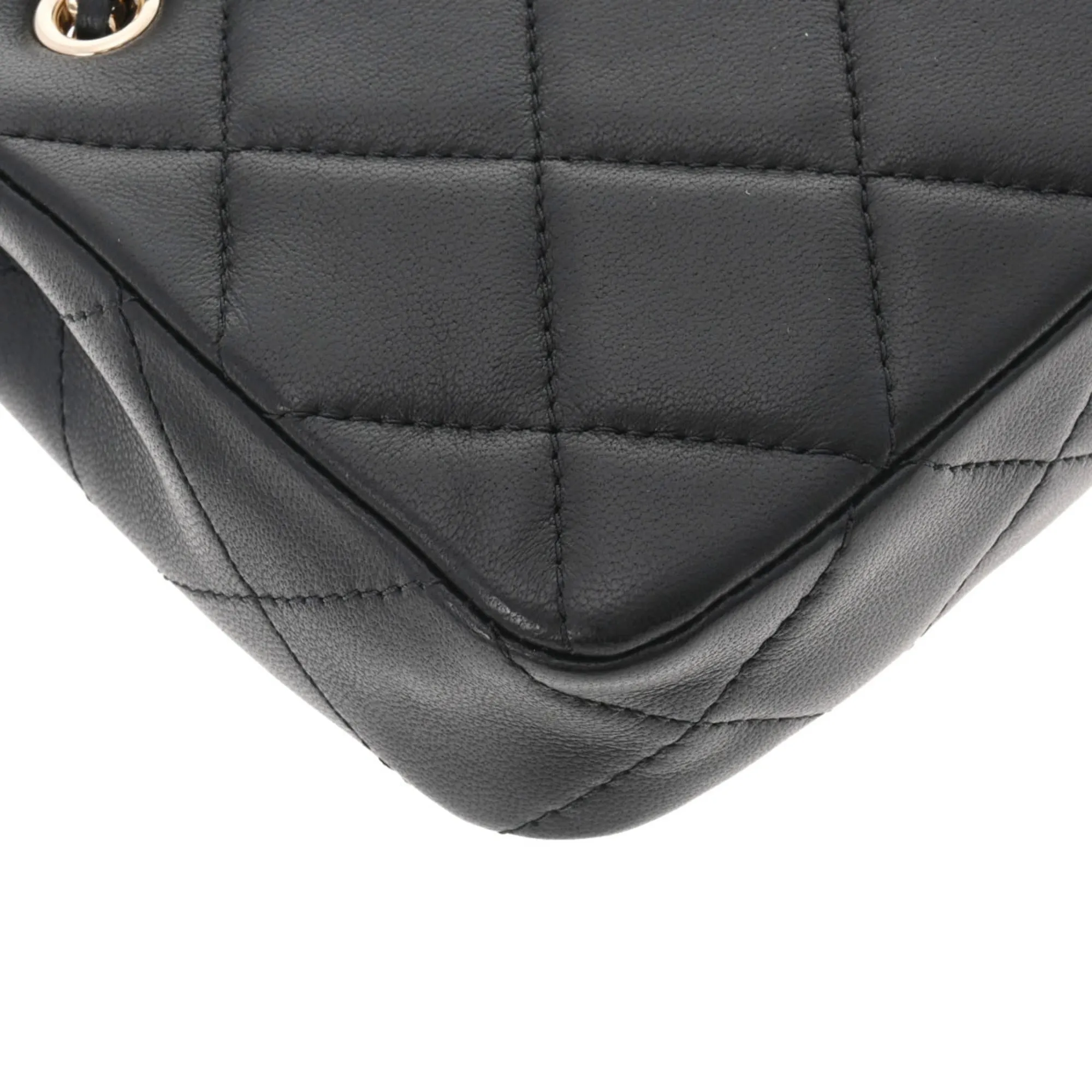 Chanel Matelasse Pochette Chain Shoulder Black Women's Lambskin Bag