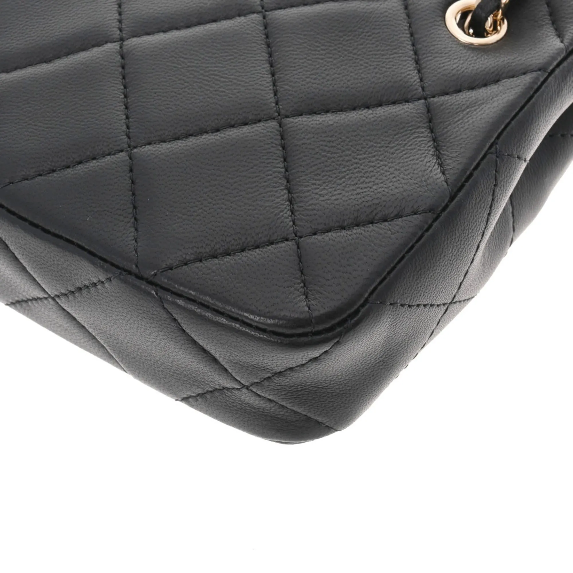 Chanel Matelasse Pochette Chain Shoulder Black Women's Lambskin Bag