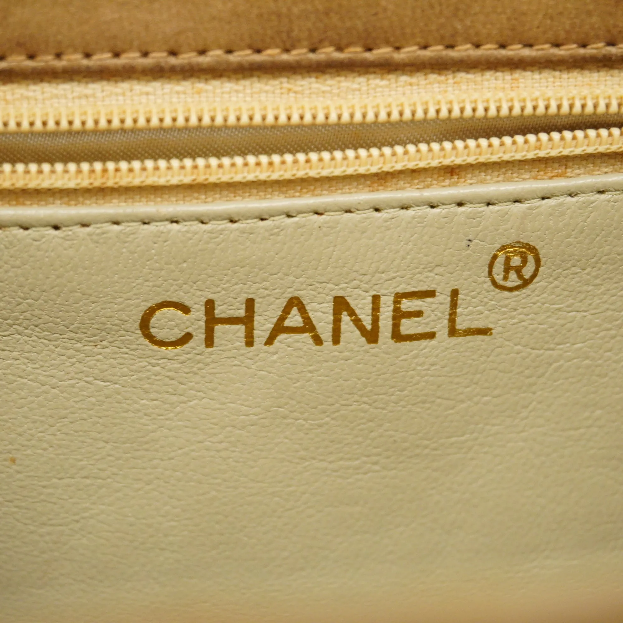 CHANEL  Matelasse Single Chain Women's Leather Shoulder Bag Beige