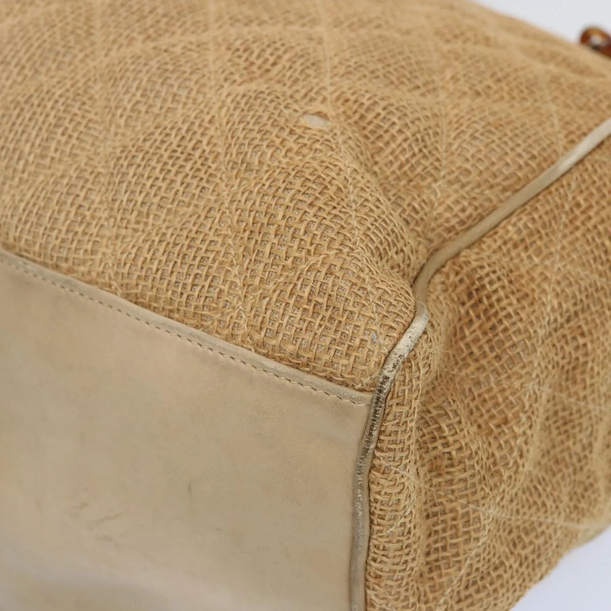 CHANEL Matelasse Tote Bag Straw Brown CC Auth 66963