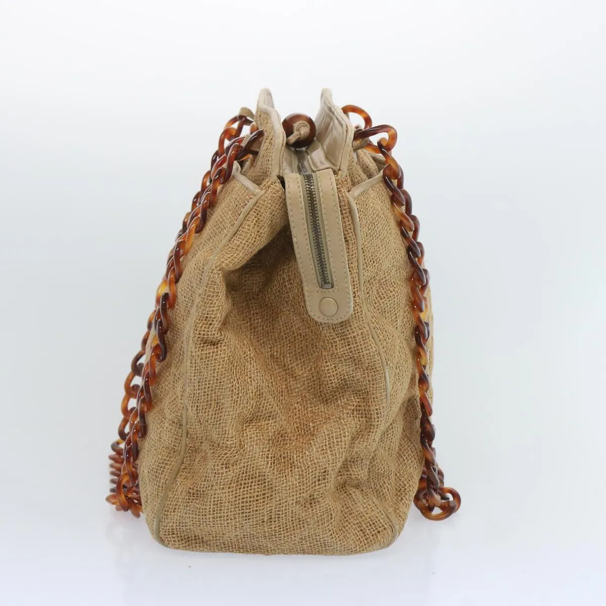 CHANEL Matelasse Tote Bag Straw Brown CC Auth 66963