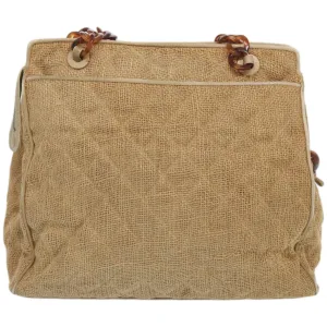CHANEL Matelasse Tote Bag Straw Brown CC Auth 66963