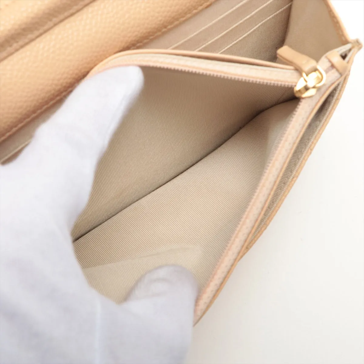 Chanel Matrasse Caviar S Chain Wallet Beige Gold