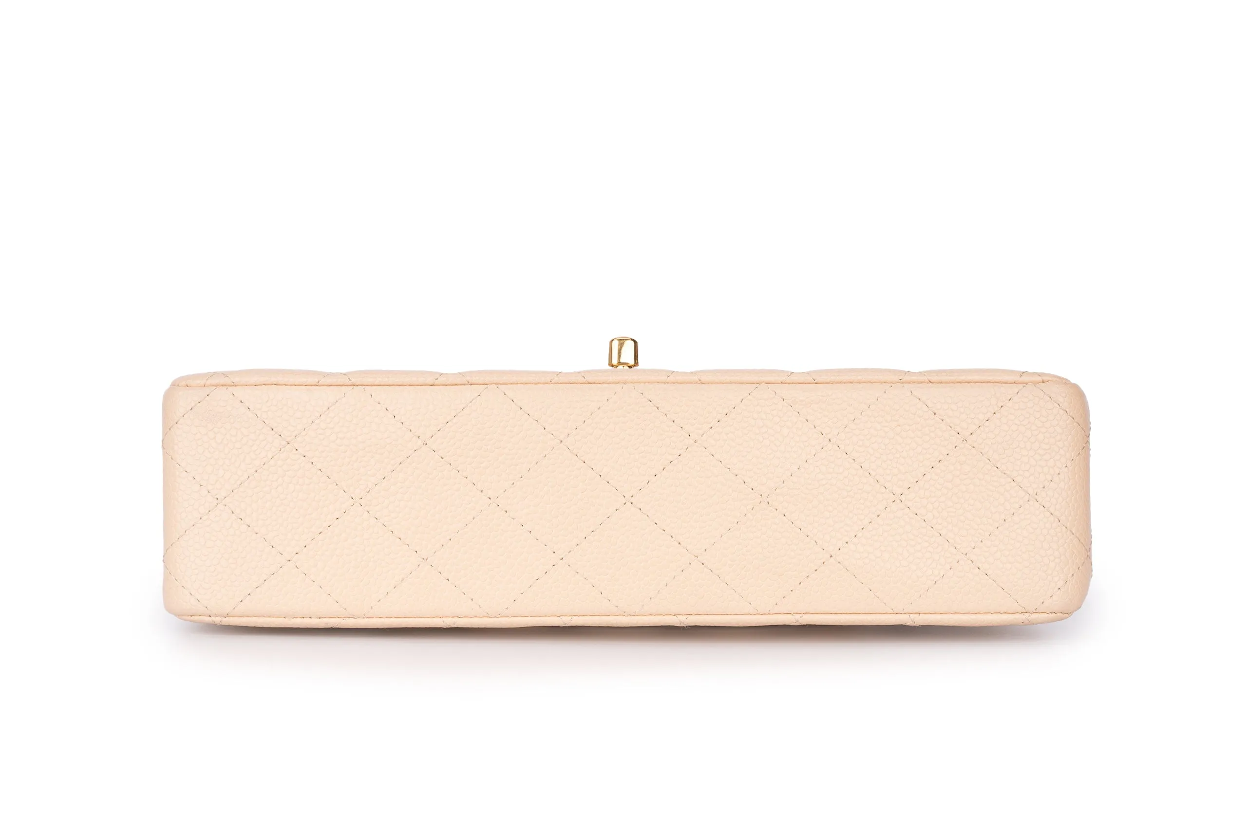 Chanel Med Classic Flap Caviar Beige GHW