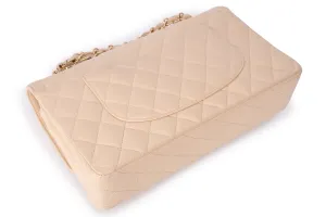 Chanel Med Classic Flap Caviar Beige GHW