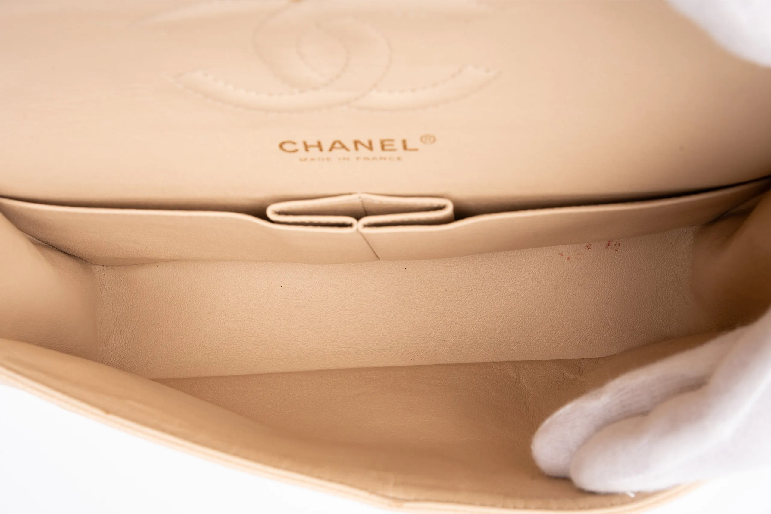 Chanel Med Classic Flap Caviar Beige GHW