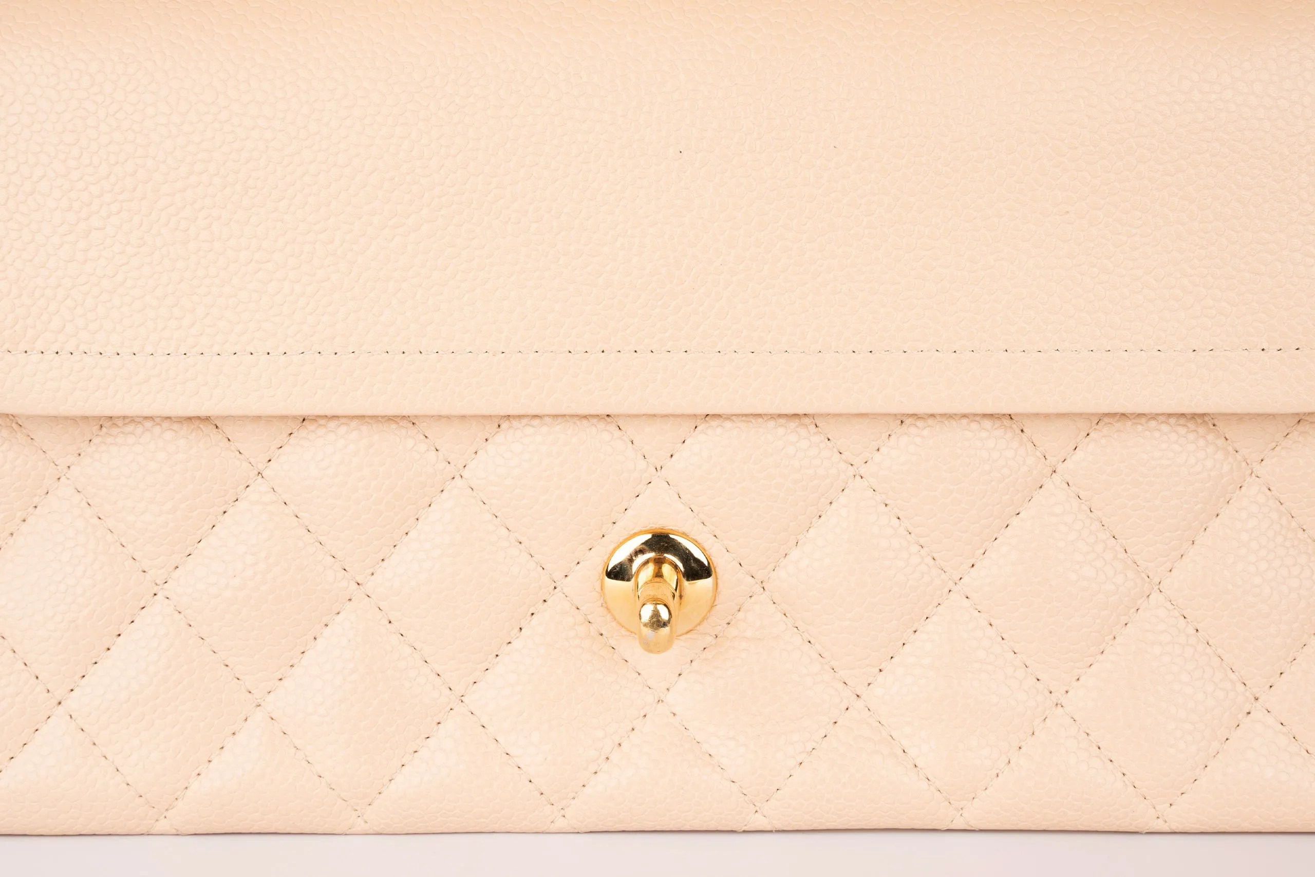 Chanel Med Classic Flap Caviar Beige GHW