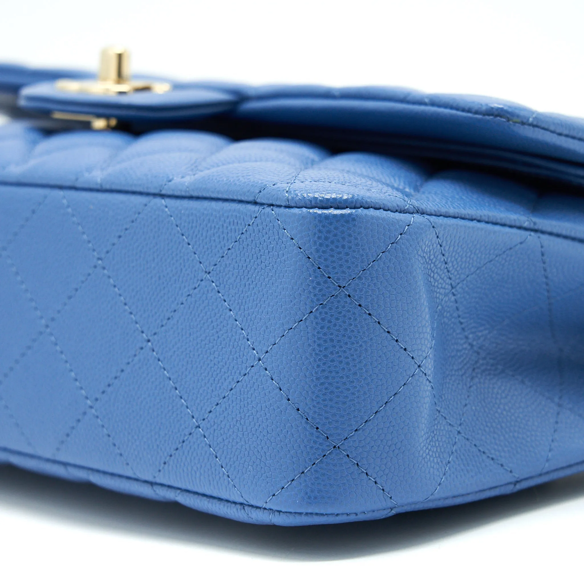 Chanel Medium Classic Double Flap 25cm Blue Caviar LGHW