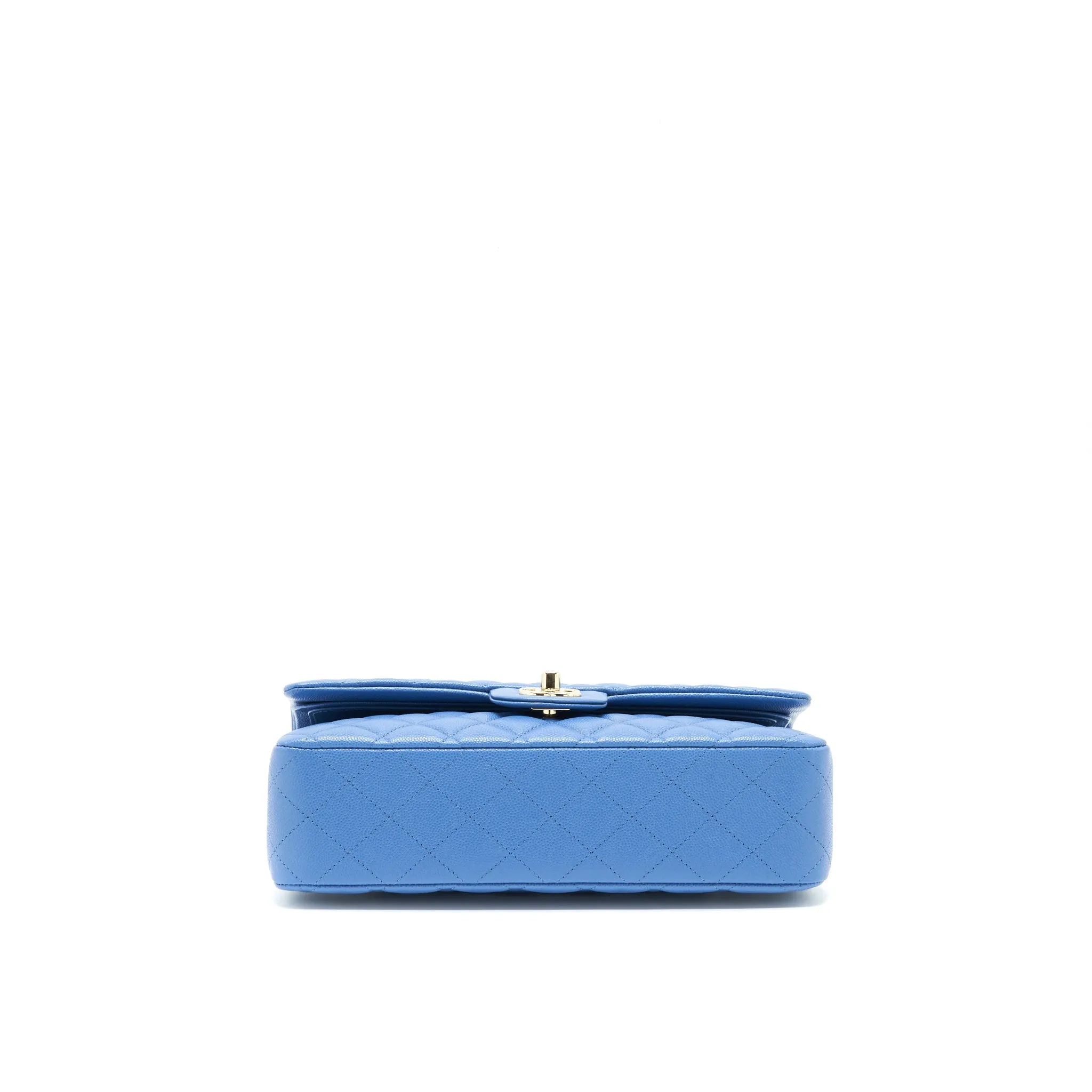 Chanel Medium Classic Double Flap 25cm Blue Caviar LGHW