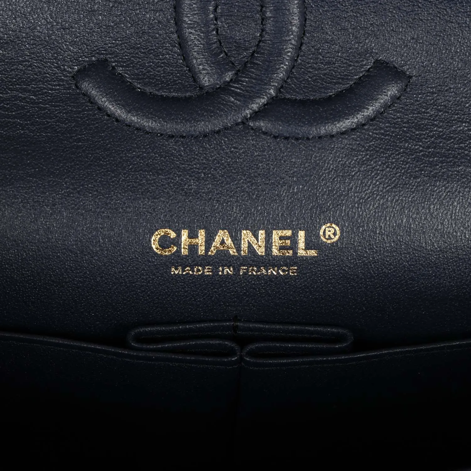 Chanel Medium Classic Double Flap Bag Navy Caviar Light Gold Hardware