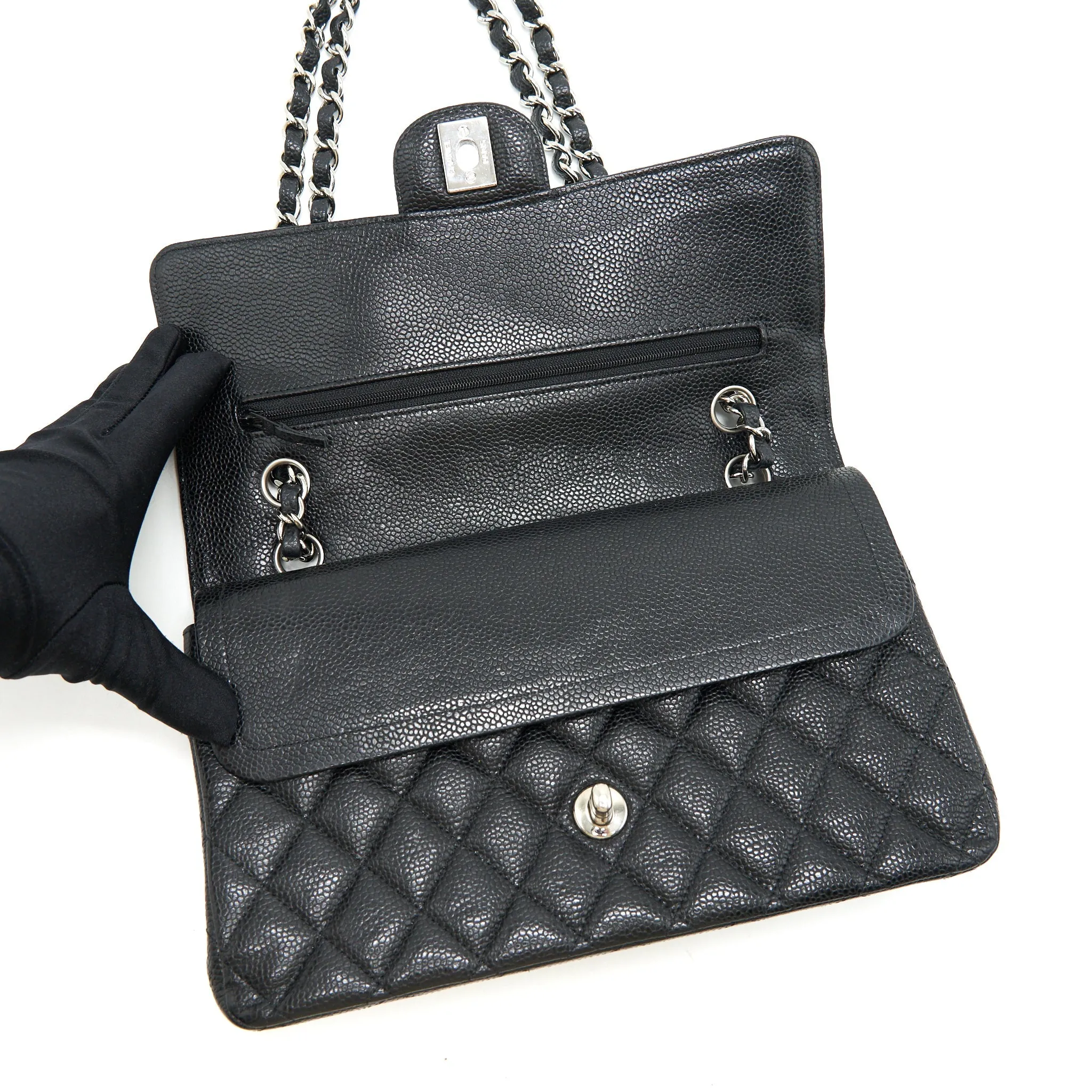 CHANEL MEDIUM CLASSIC DOUBLE FLAP CAVIER SHW