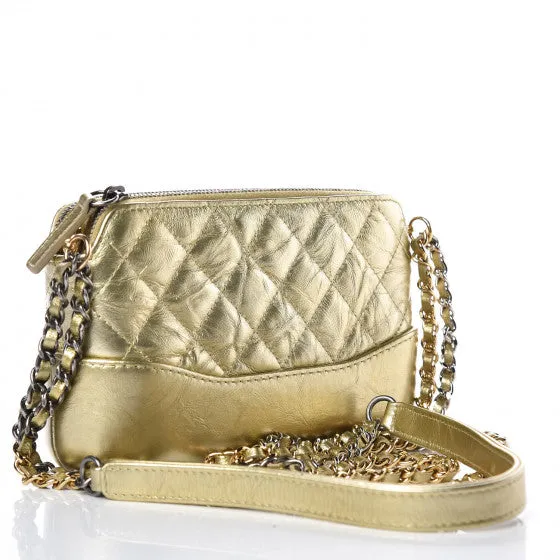 Chanel Metallic Aged Calfskin Quilted Small Gabrielle Clutch
