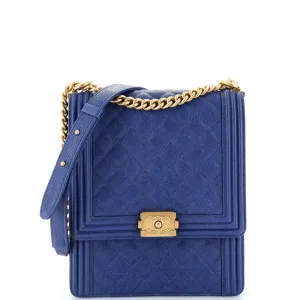 CHANEL North South Boy Flap Bag Quilted Caviar Large