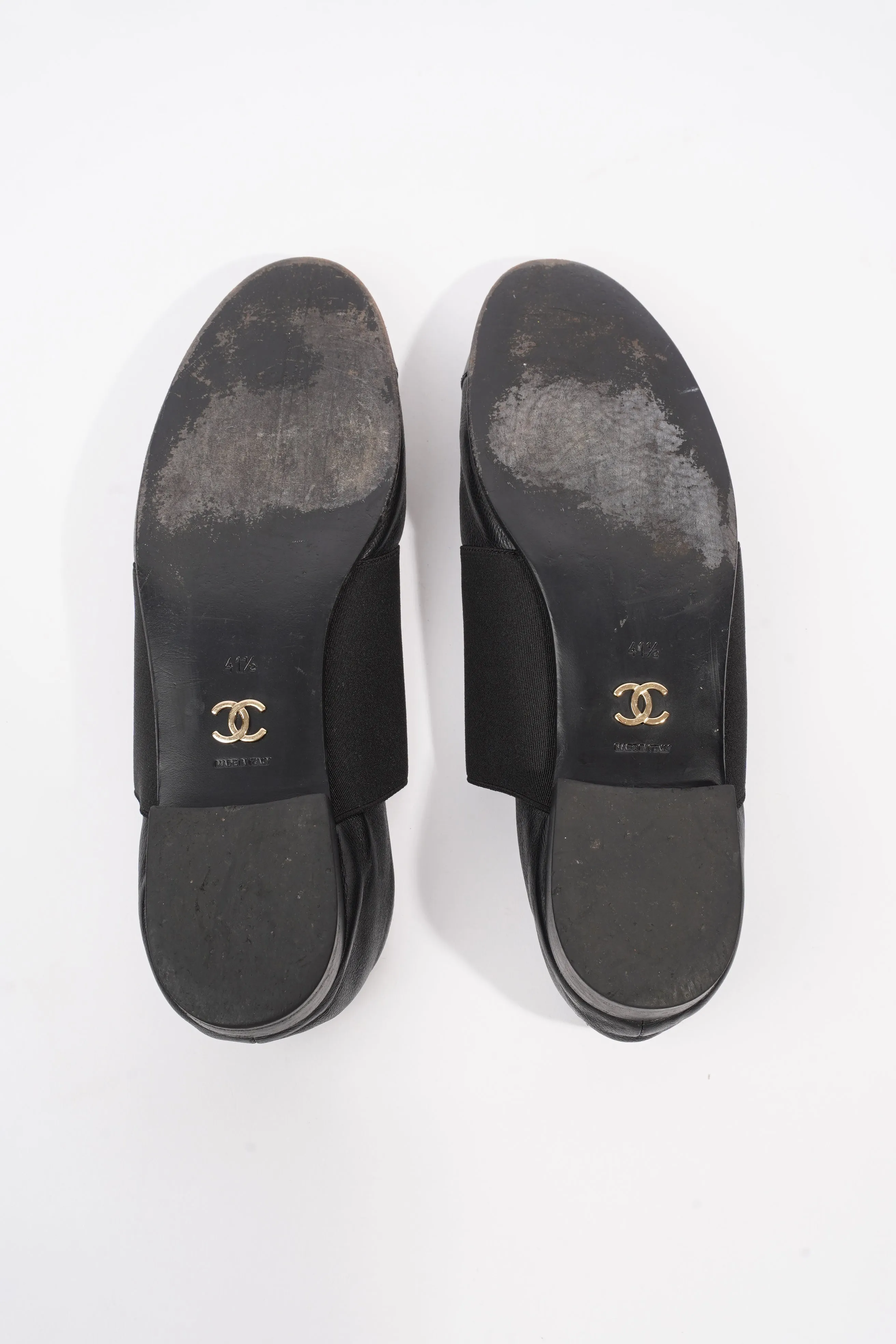 Chanel Patent Toe Cap Lace Up Shoes Black Leather EU 41.5 UK 8.5