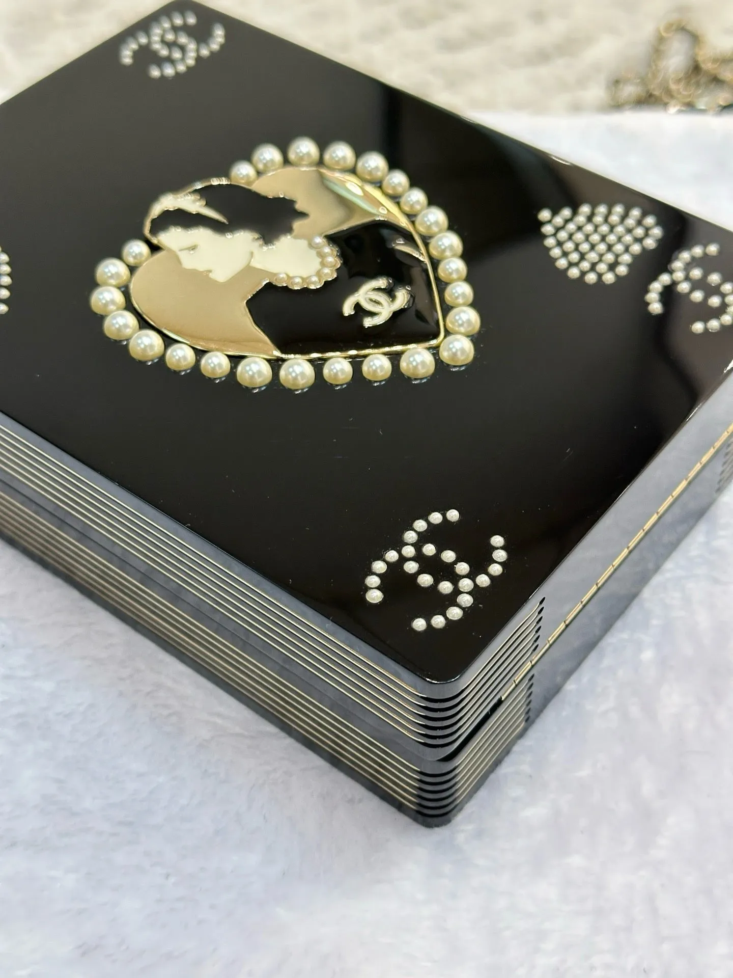 Chanel Plexiglass Pearl Playing Card Casino Minaudiere Clutch Black GHW