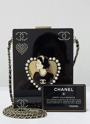 Chanel Plexiglass Pearl Playing Card Casino Minaudiere Clutch Black GHW