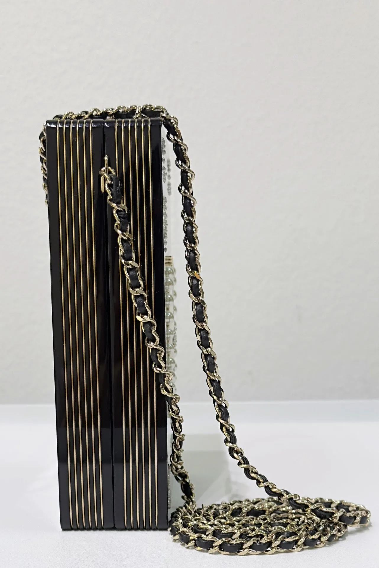Chanel Plexiglass Pearl Playing Card Casino Minaudiere Clutch Black GHW