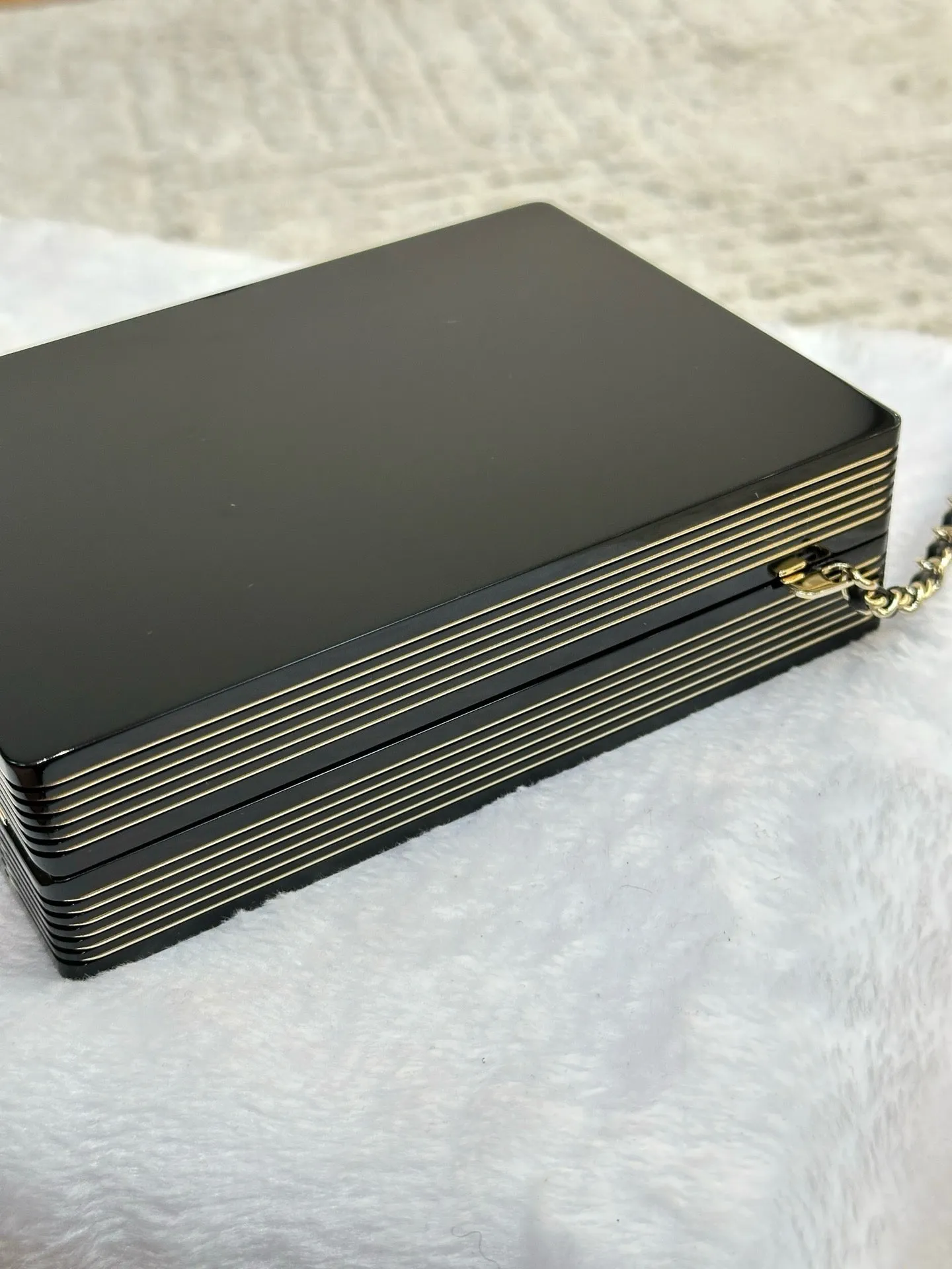 Chanel Plexiglass Pearl Playing Card Casino Minaudiere Clutch Black GHW
