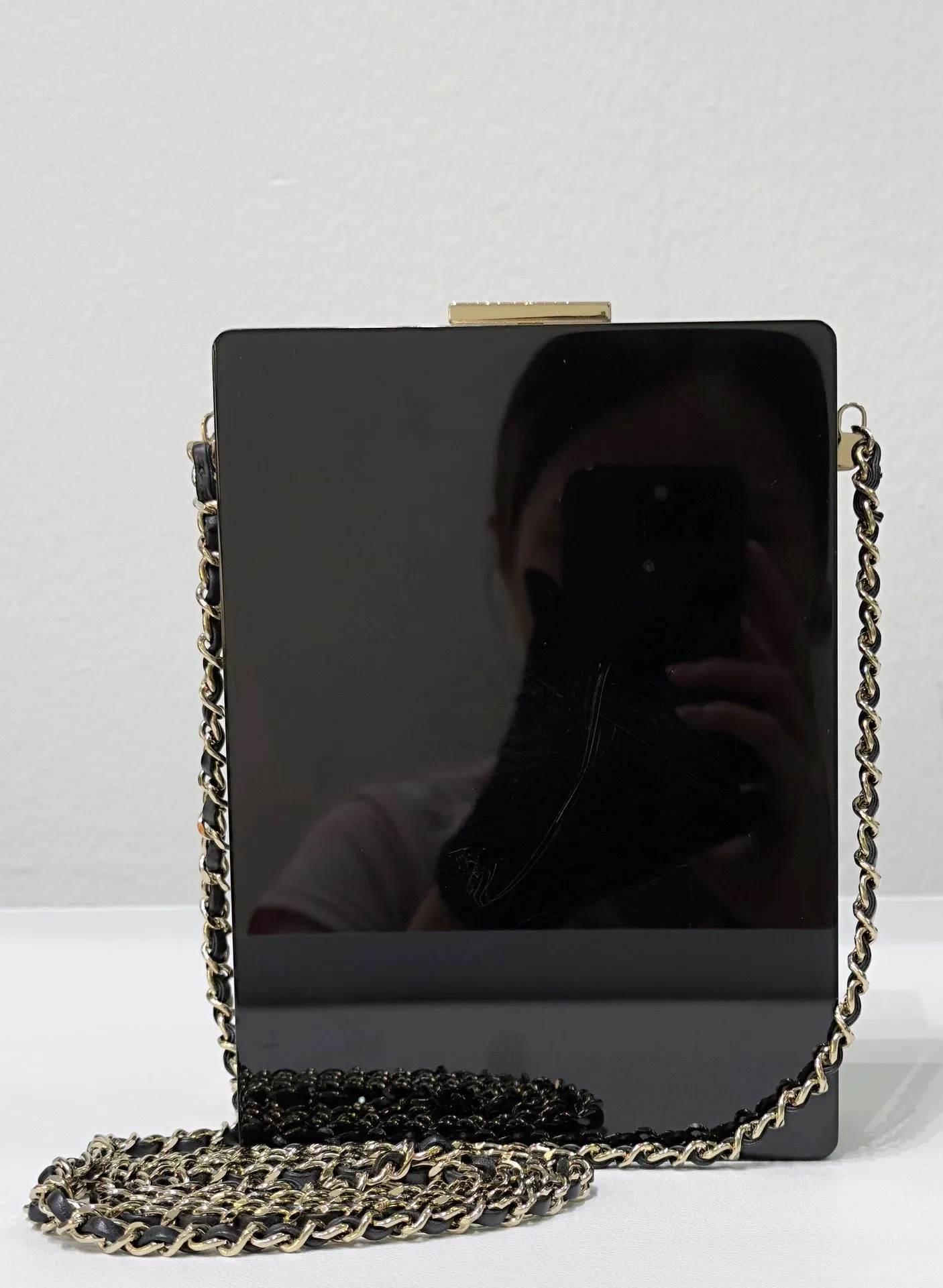 Chanel Plexiglass Pearl Playing Card Casino Minaudiere Clutch Black GHW