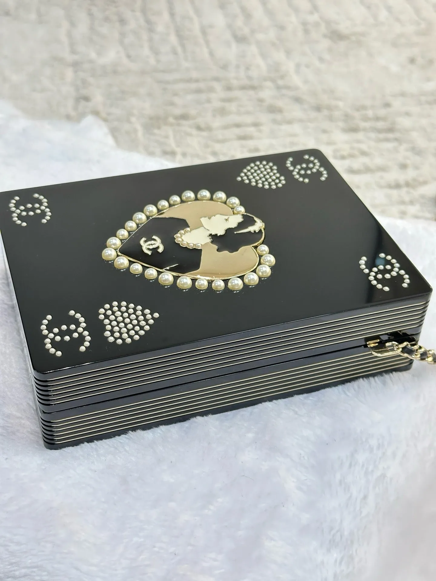 Chanel Plexiglass Pearl Playing Card Casino Minaudiere Clutch Black GHW