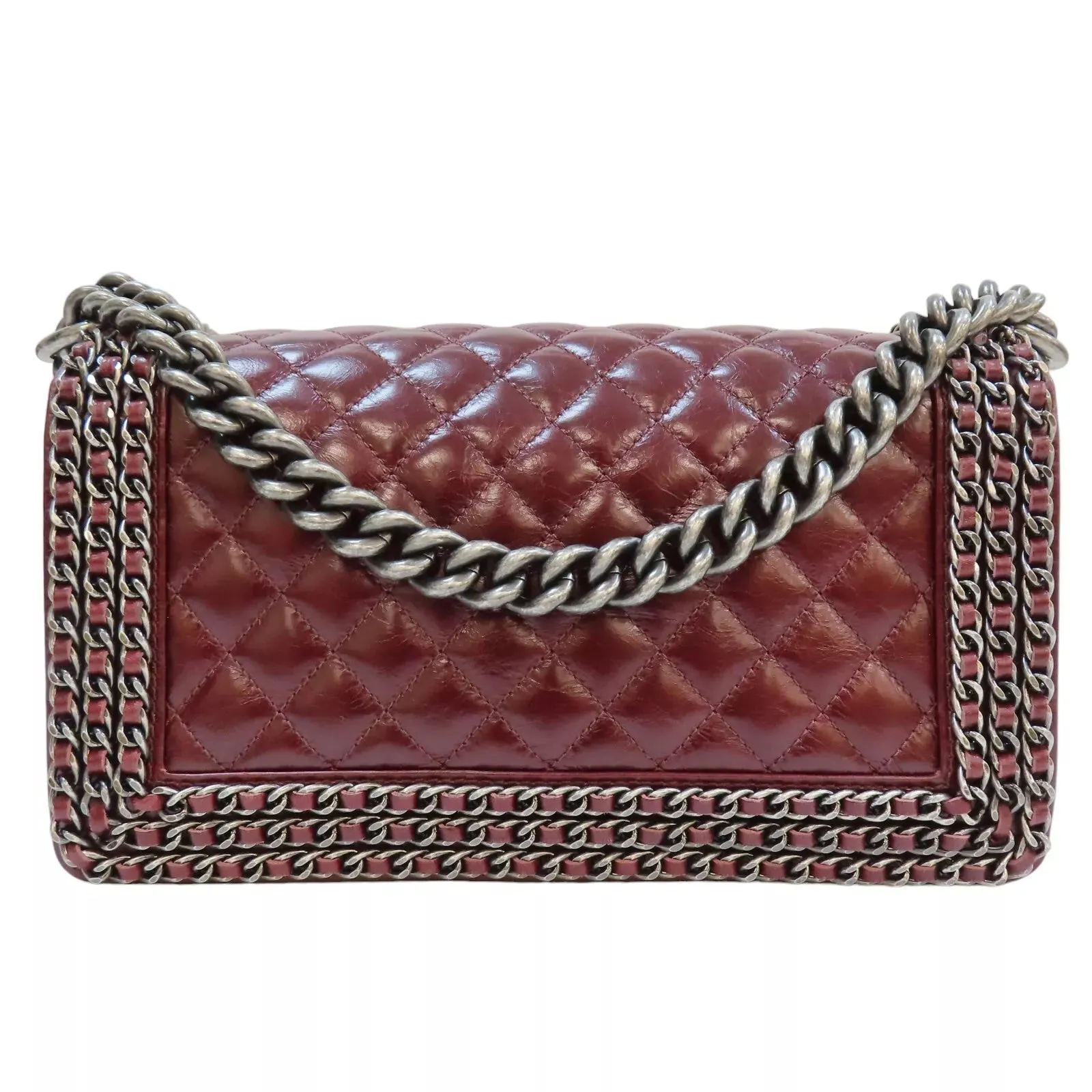 CHANEL QUILTED CALFSKIN LEATHER CHAIN AROUND MAXI BOY BAG